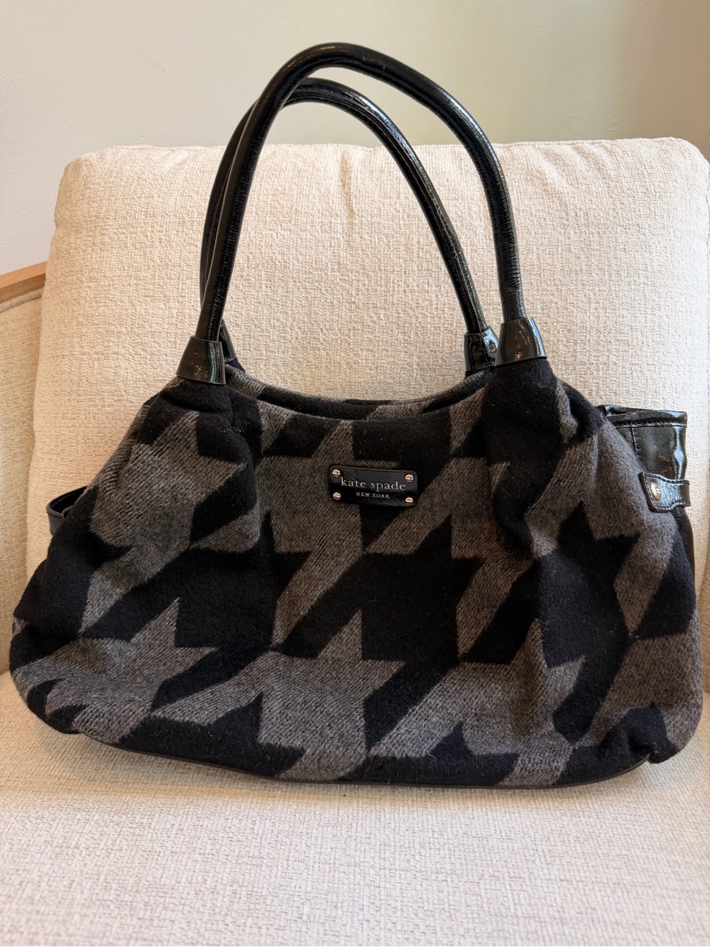 kate spade Black & Gray Houndstooth Shoulder Bag